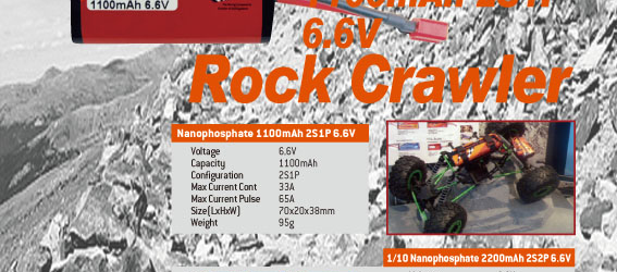 Rock Crawler A123 Nanophosphate® 1100mAh 2S1P 6.6V